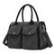 KVKY Front Pockets Tote Handbags Simple Canvas Shoulder Bags Summer Shopping Bags - Black