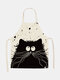 Black Cat Pattern Cleaning Colorful Aprons Home Cooking Kitchen Apron Cook Wear Cotton Linen Adult Bibs - #04