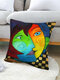 1 Pc Multicolor Cartoon Character Pattern Print Linen Pillowcase Throw Pillow Cover Sofa Home Car Cushion Cover - #04