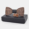 Men Vintage Exquisite Wooden Bow Tie Cufflink Shirt Metal Carte Cufflinks For Wedding Bussiness Gift - #1