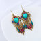 African Retro Tassels Earrings Long Style Blue Ear Drop Resin Earrings For Women - 03