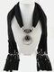 Vintage Multi-ring Resin Pendant Tassel Dacron Alloy Shawl Scarf Necklace - Black