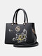 Vintage Chinese Style Flower Embroidered Handbag Exquisite Studded Design Fine Texture Fabric Multi-Carry Crossbody Bag - Black