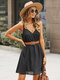 Solid Off The Shoulder Strap Sleeveless Chiffon Dress - Black