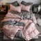 4-teiliges, minimalistisches Gitter-Bettwäsche-Set, gesteppte Steppdecke, Bettbezug, Kissenbezüge, Queen-Size-Größe - #4