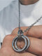 Trendy Simple Double Ring Pendant Titanium Steel Necklace - #02