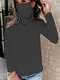 Solid Color Long Sleeve Pile Neck Mask Sweater For Women - Black
