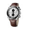 Business Sport Men Watches Three-Dimensional Dial Leather Band Luminous Chronograph Quartz Watch - White & Brown