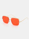 Unisex Metal Big Square Half Frame Multicolor Lens Anti-UV Fashion Sunglasses - Gold Frame Light Red Lens