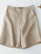 Pantalones cortos casuales de bolsillo sólido para Mujer - Albaricoque