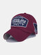 Unisex Cotton Letter Embroidery Patch All-match Sunscreen Baseball Cap - Wine Red