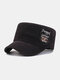 Men Cotton Letters And Five-pointed Star Pattern Embroidery Patch Casual Military Cap Flat Caps - Black