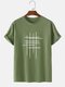 Mens 100% Cotton Simple Lines Graphics Short Sleeve Casual T-Shirt - Dark Green
