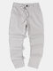 Mens Vertical Stripe Drawstring Waist Casual Pants With Pocket - Gray