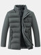 Mens Plain Thicken Stand Collar Winter Warm Puffer Down Jackets - Gray