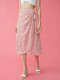Falda con cremallera cruzada anudada con estampado floral rosa - Rosado