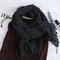 Women Woolen Blending Ethnic Style Scarf Shawl Casual Warm Breathable Sunscreen Scarf - Black