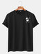 Mens Cotton Panda Printed Round Neck Casual Short Sleeve T-Shirts - Black