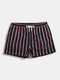 Men Stripe Swim Trunks Drawstring Quick Drying Mini Shorts Running Lounge Shorts with Lining - Navy