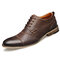 Men Genuine Leather Non Slip Large Size Business Formal Dress Shoes - Coffee