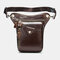 Men Genuine Leather Solid Outdoor Sport Practical Wear-resistance Belt Bag Leg Bag Waist Bag - Coffee