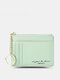 Women Faux Leather 8 Card Slot Zipper Card Holder Mini Keychain Short Wallet - Green