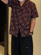 Chemise à manches courtes pour homme avec col à revers et imprimé floral - Noir
