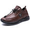 Men Microfiber Leather Non Slip Elastic Lace Casual Shoes - Brown
