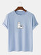 Mens Cartoon Ghost & Dog Print Cotton Short Sleeve T-Shirts - Blue