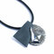 Trendy Women Necklace Leather Crystal Brooch Necklace - Blue