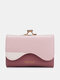 Casual 2 PCS Multifunction Color Matching Wallet Faux Leather Detachable Coin Purse Card Bag - Pink