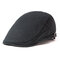 Men Women Cotton Beret Cap Pure Color Hats Casual Windproof Warm Forward Cap - Black