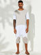 Men Cotton Spell Color Beach Jumpsuits Casual Breathable Short Sleeve Loungewear Daily Life Suit - Beige
