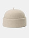Unisex Wool Solid Color Autumn Winter Warmth Brimless Beanie Landlord Cap Skull Cap - Beige