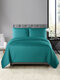 3PCs Dacron Embosses Pattern Solid Color Bedding Sets Bedspread Quilt Cover Pillowcase - Navy