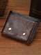 Men Vintage Genuine Leather Cow Leather Multifunction Foldable Card Holder Wallet - Coffee