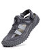 Men Outdoor Toe Protective Hand Stitching Slip Resistant Hiking Sandals - Gray