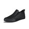 Men Slip Resistant Side Zipper Pure Color Brief Casual Shoes - Black