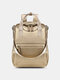 Women Nylon Brief Large Capacity Multifunction Solid Color Backpack - Khaki