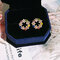 925 argent sterling coquille fleur femmes boucles d'oreilles mode Colorful strass étoiles boucles d'oreilles - B