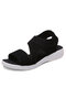 Sandálias esportivas femininas plus size confortáveis casuais de malha respirável stretch - Preto