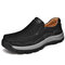 Men Wearable Soft Sole Non Slip Round Toe Casual Shoes - Black