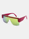 Unisex Resin Half-frame Tinted One-piece Lens Outdoor UV Protection Sunglasses - Red