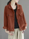 Solid Corduroy Long Sleeve Lapel Jacket For Women - Orange