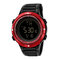 Sport Waterproof Digital Watch Stainless Steel Luminous Multifunctional Wrist Watch for Men - Black + Red