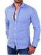 Men's shirt large size long sleeve shirt fashion  - Blue