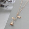 Luxury Rose Gold Silver Rose Pendant Necklace Sweet Valentine's Day Gift Necklace for Women - Rose Gold