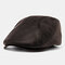 Men's Leather Beret Hats Casual Flat Caps With Holes For Ventilation Lvy Hats - Brown