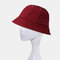 COLLROWN Fisherman Hat Shade Big Brim Solid Color Cotton Cap Sun Protection Hat - Wine Red