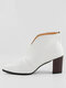 Plus Size Women Retro Casual Pointed Toe High Heel Open Vamp Boots - White